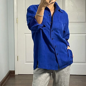 Drapers & Damon’s Royal Blue Faux Suede Button Down Shirt size PS